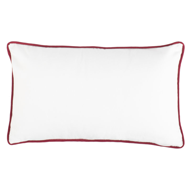 Holly Jolly Red and White Embroidered Holiday Pillow