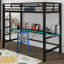 Structure de lit mezzanine en métal avec bureau et lumière DEL Gaming-234769417-234769416