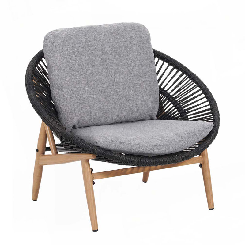 Chaise longue d'extérieur en osier Papasan, Gris