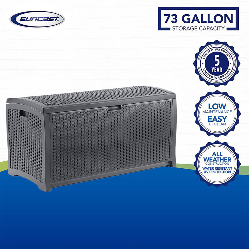 Suncast 21.5'' W 73 Gallons Water Resistant Plastic Lockable Deck Box in Black