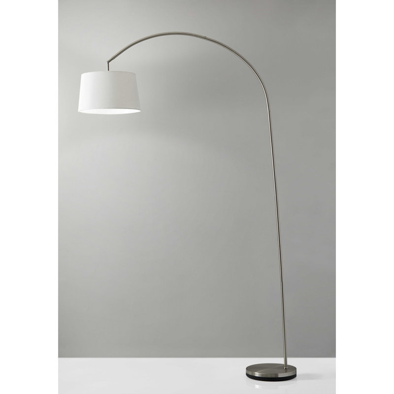 Quinter 83'' Arched Floor Lamp, White, Brushed Steel
