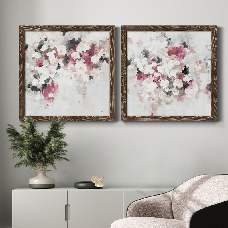 " FLORAL MUSE III " 2 - Pieces Painting Print, Walnut Framed, 34.5" H x 34.5" W x 1" D