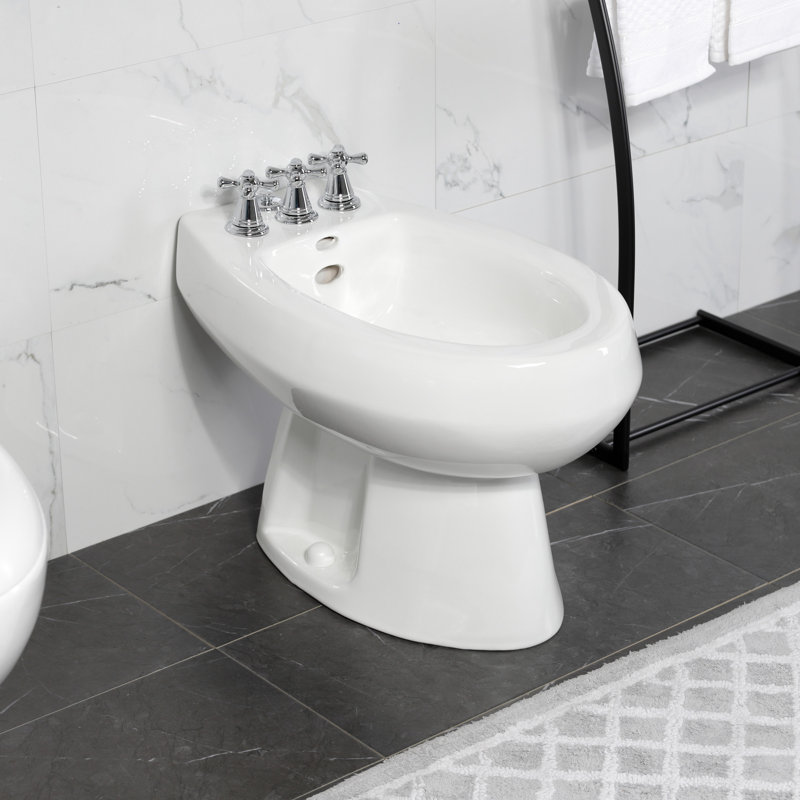 Robinet de bidet vertical à trois poignées Victorian, Chrome poli