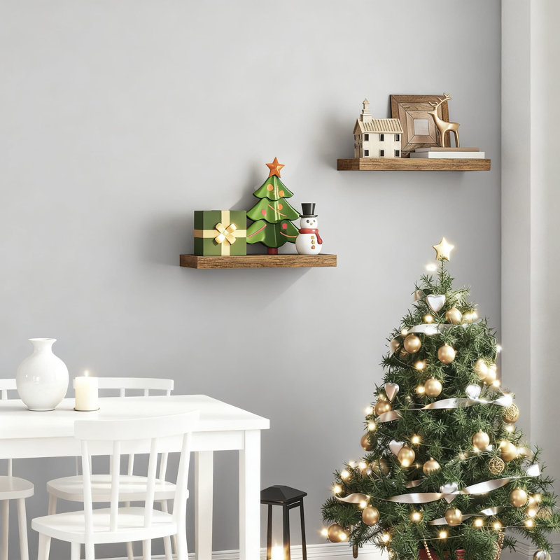 Floating Shelves Set Of 2 With Invisible Brackets, Wall Mounted Shelves For Bathroom, Kitchen, Living Room, Bedroom, Office Decor, Heavy Duty Storage And Display Shelves
