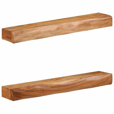Wall Shelves 2 Pcs Solid Wood Acacia