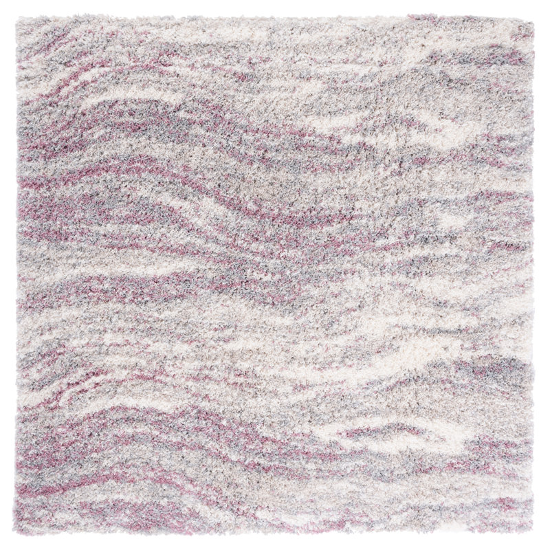 Tapis rose à motif abstrait Agassiz, Carré 5 pi 3 po