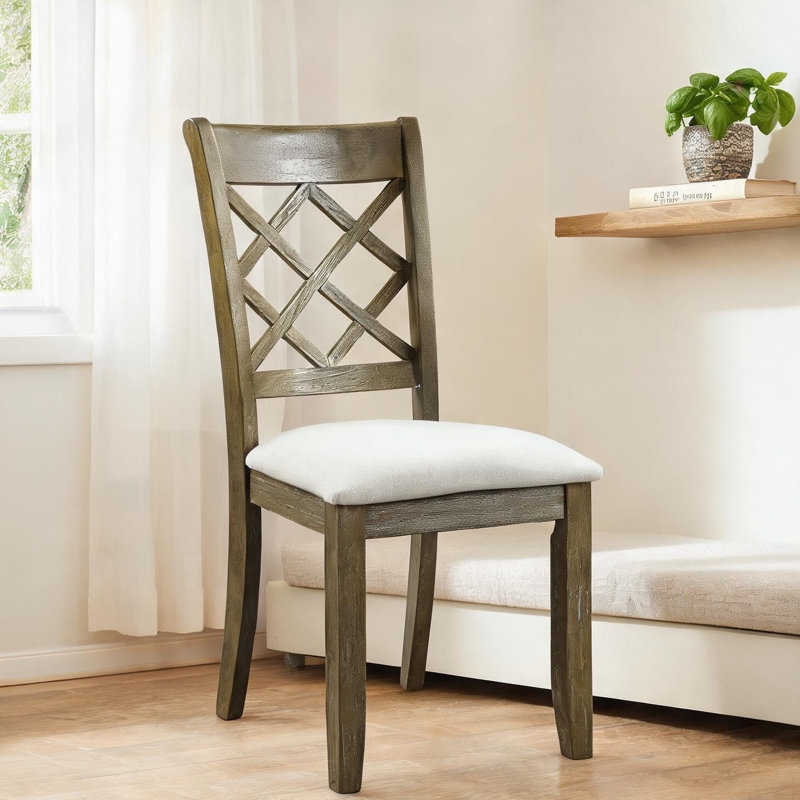 Ensemble de 2 chaises d'appoint capitonnées à boutons en lin beige avec finition chêne rustique