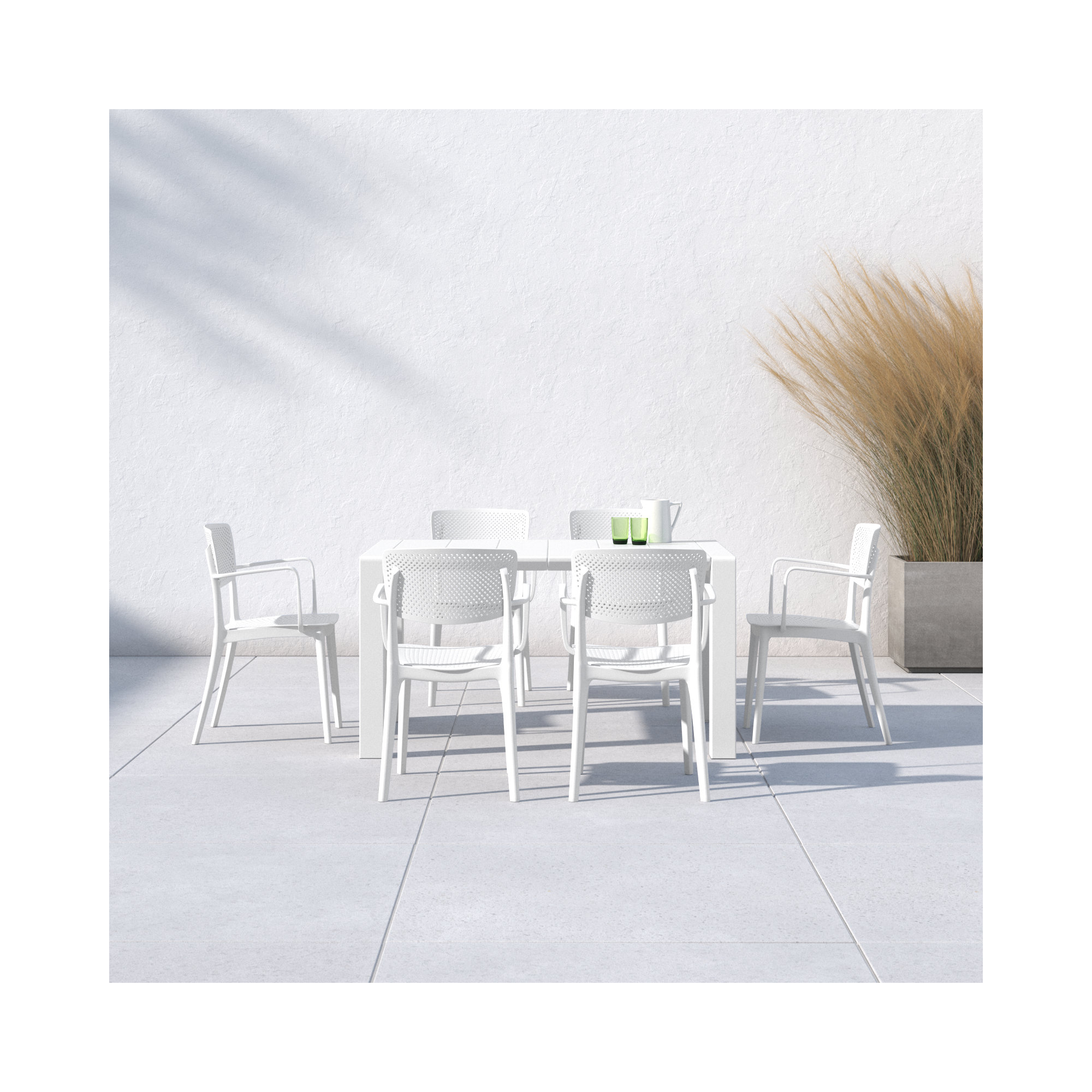 Farrah 39.37'' Rectangular 6 - Person Outdoor Dining Set, White