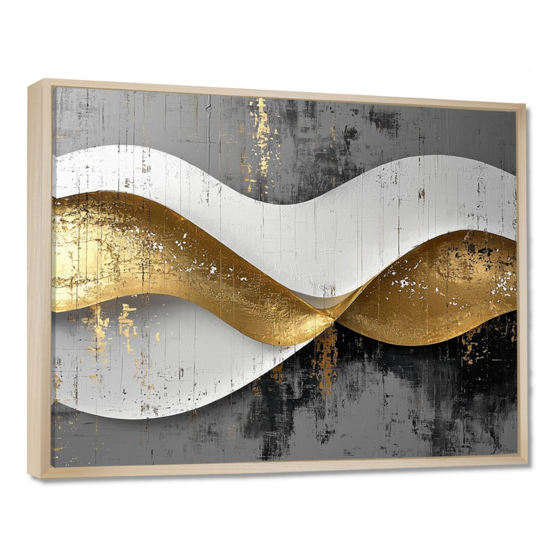Amaro III - Abstract Large Wall Art, H 30 po x l 40 po, Cadre flottant, Crème, crème