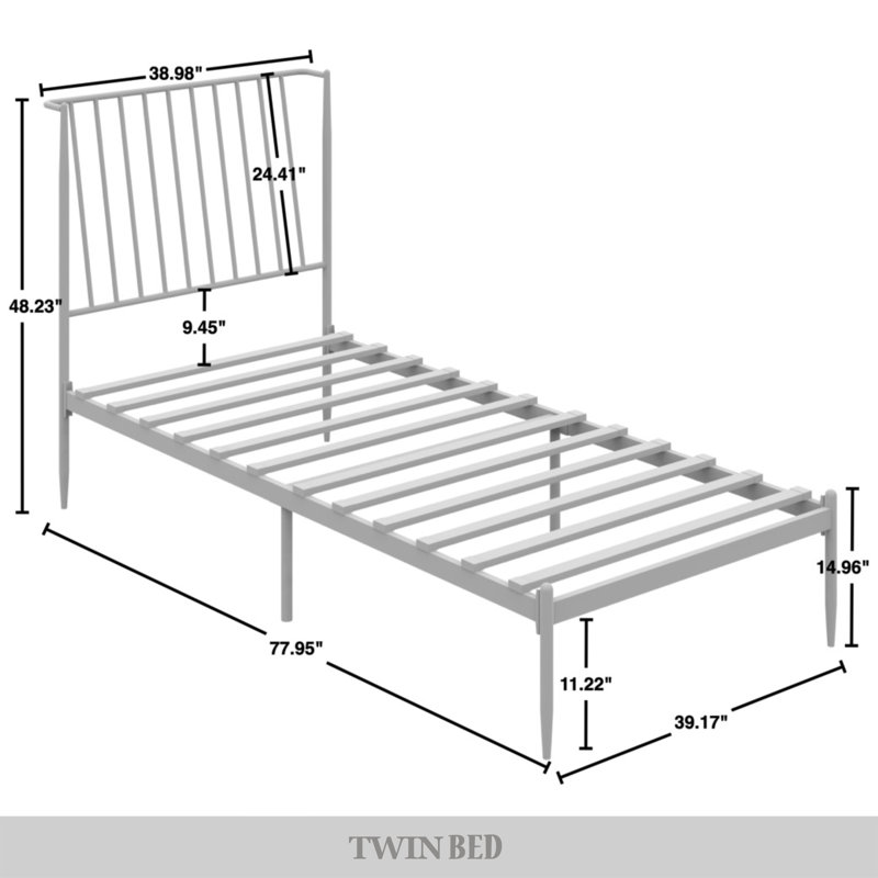 Metal Platform Bed, Twin, Black
