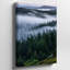 Toile, "A Misty Forest Landscape At Dawn", impression d'art mural à feuilles vertes sur fond de brume tourbillonnante-953719705