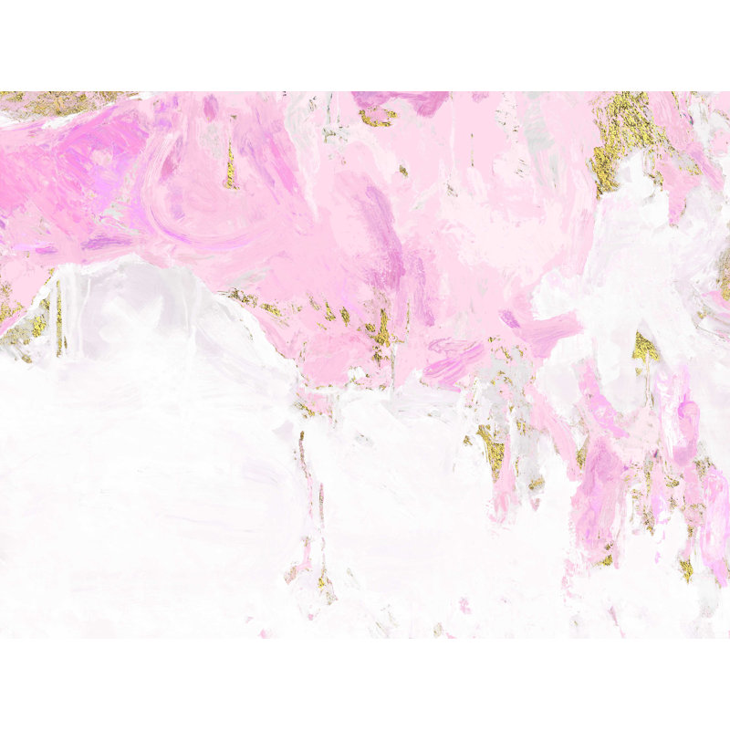 Painterly Blush with Gold - reproduction d'art sur toile tendue, H 36 po x l 48 po