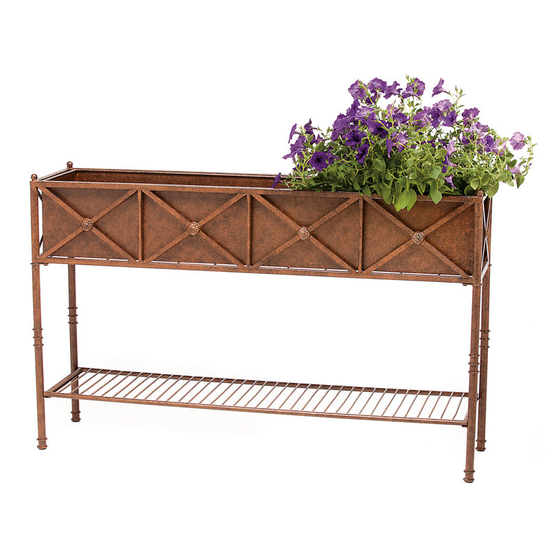 Lexany Handmade Elevated Planter, Natural Patina Brown, 30" x 48" x 12"
