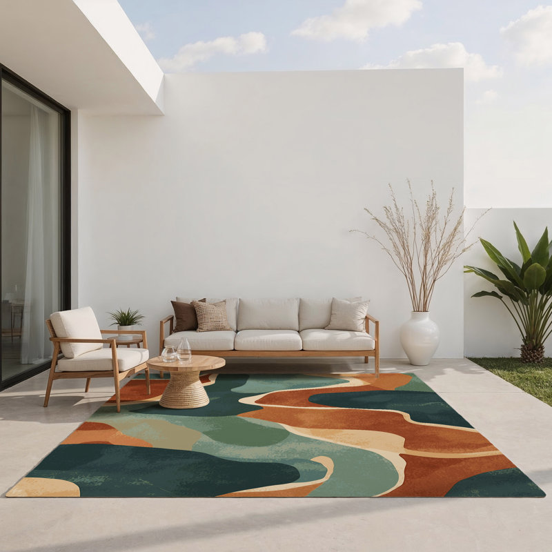 Tapis intérieur et extérieur Earthly Echoes, Rectangle 1 pi 6 po x 2 pi 6 po