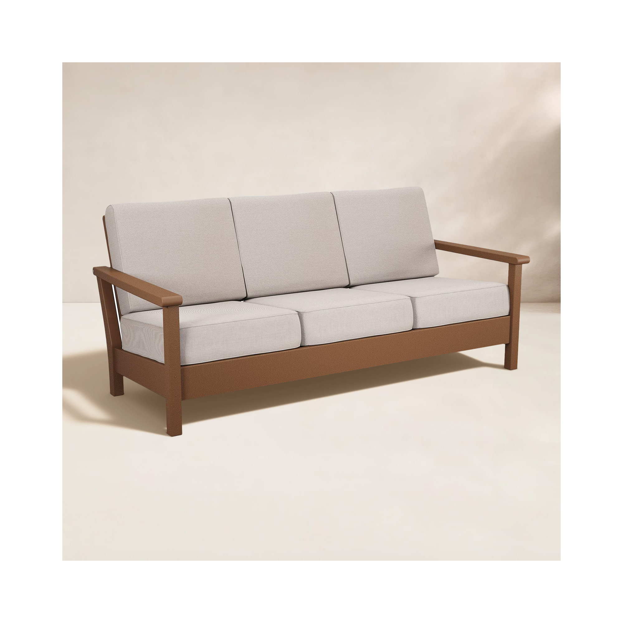 Harbour Deep Seating Sofa, Teak, Dune Burlap