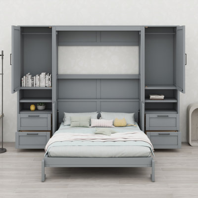 Lit escamotable Murphy avec placard, tiroirs et tablettes