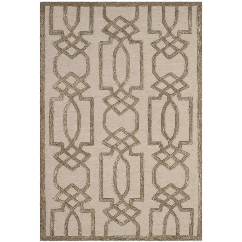 Zandbergen Hand-Tufted Wool Sand/Brown Area Rug, Rectangle 8' x 10'