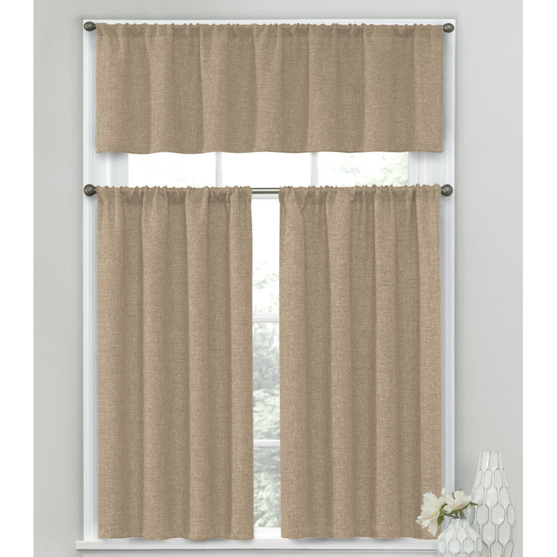 Andressa Tailored Kitchen Curtain, Linen/Toast