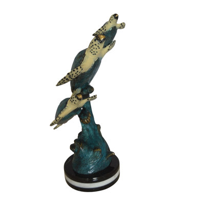Statue en bronze Sheena Three Turtles Overreach l'autre - Taille: L 15 po x l 9 po x H 24 po. 