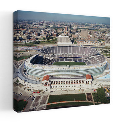 Vue aérienne d'un stade de soldat, Chicago, Illinois, États-Unis, architecture contemporaine abstraite, art urbain