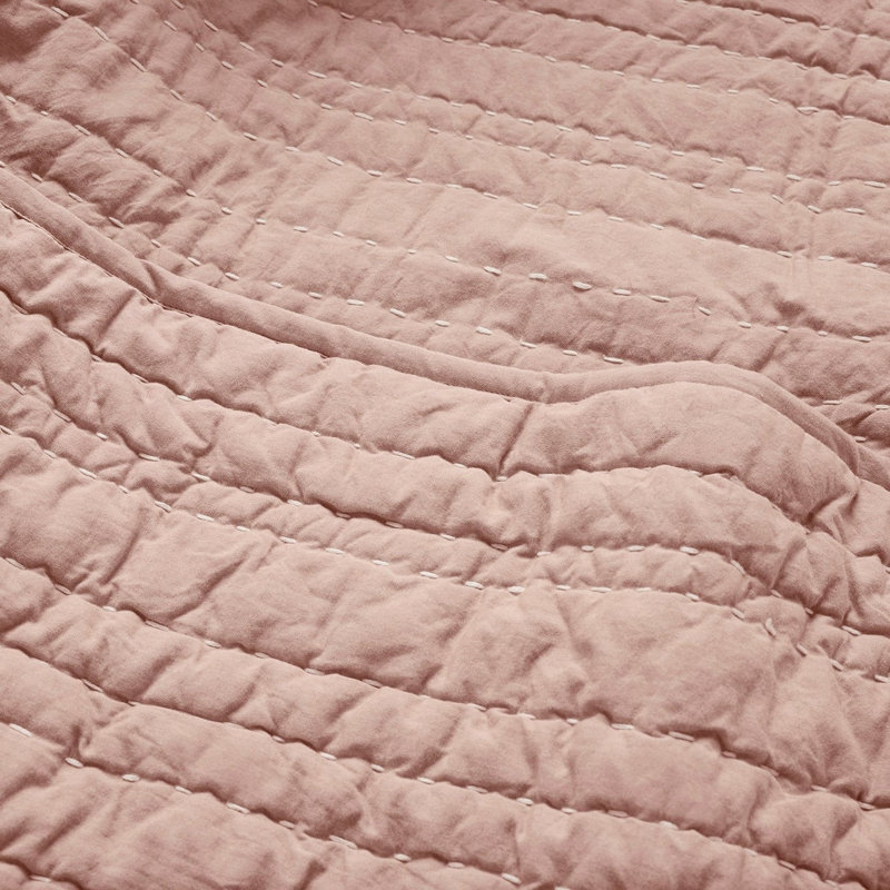 Channel Handstitched Percale Quilt, Praline Chambray, Twin Quilt