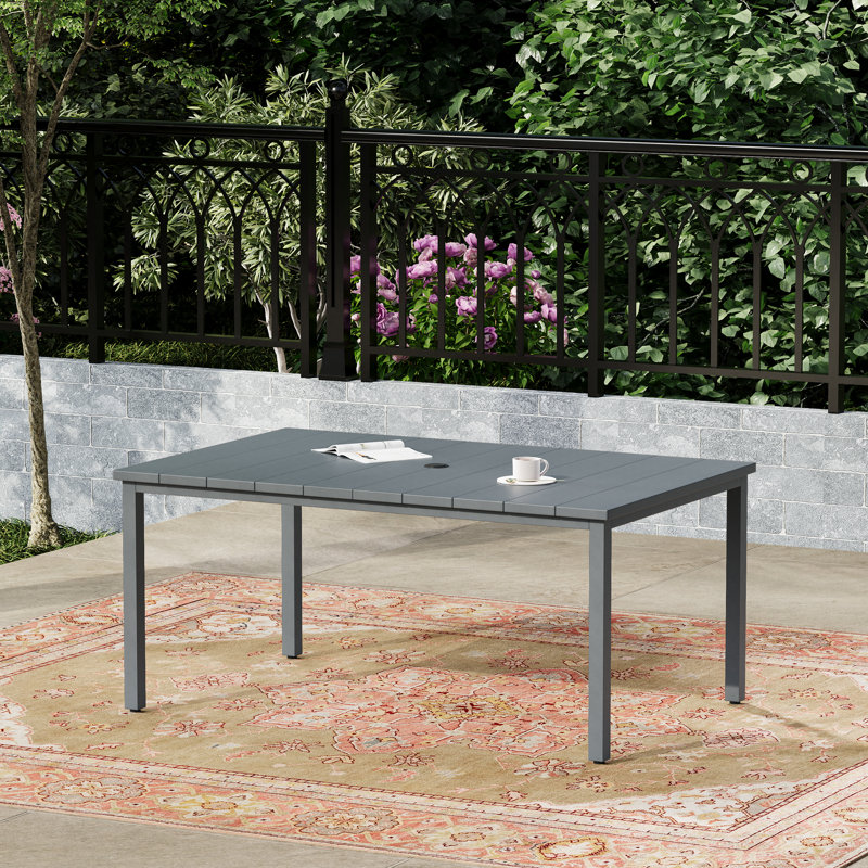 Table de salle à manger d'extérieur rectangulaire, Gris