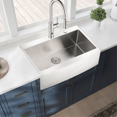 Stainless Steel Apron Sink 33X22x10" - Single Bowl Design T304 To Dents, Rust & Stains Easy Clean 16 Gauge Brushed Nickel Finish 33"X22"X10" Stain Appearance