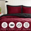 Ensemble de couette réversible matelassée 3 pièces en polyester, matelassage en losanges 3M Scotchgard, alternative au duvet, rouge et noir, format King/Cal King-136126036