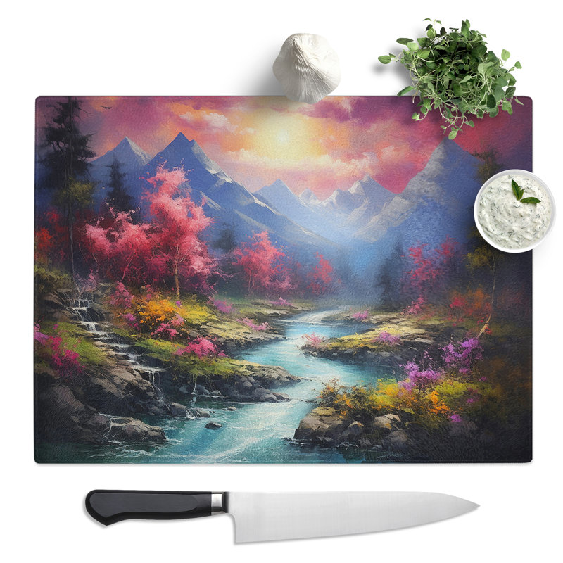 River Photograph 8K  Glass Chopping Board