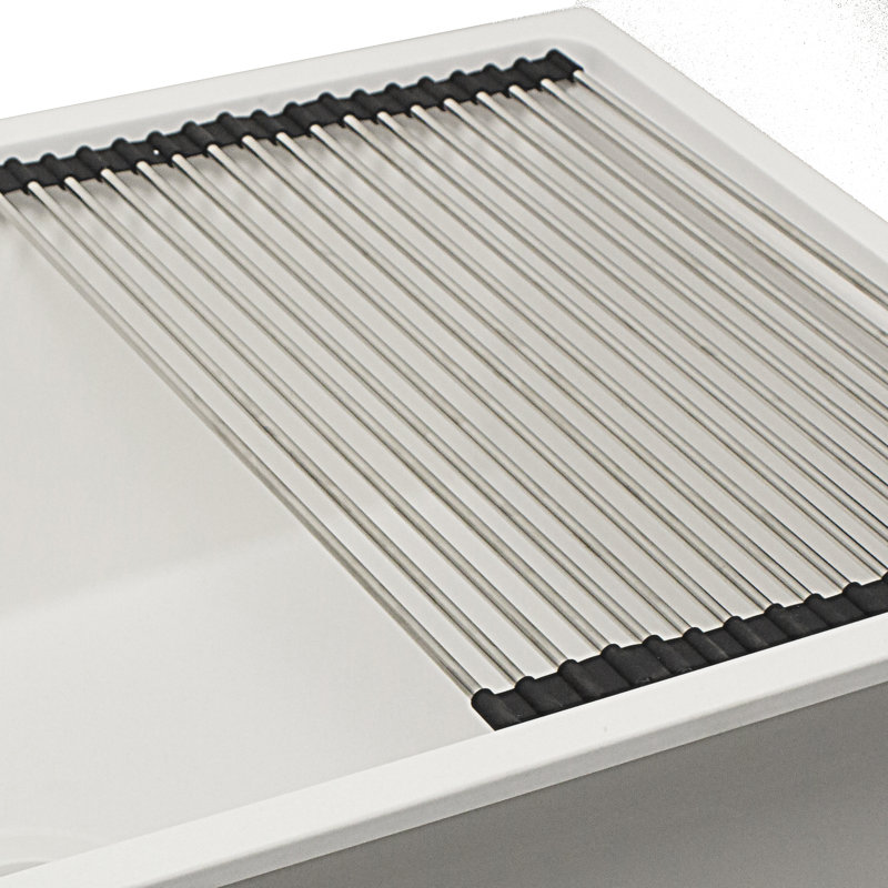 Nantucket Sinks 30 Inch  Dualmount Granite Composite Prep-Station with Side Set Drain, White