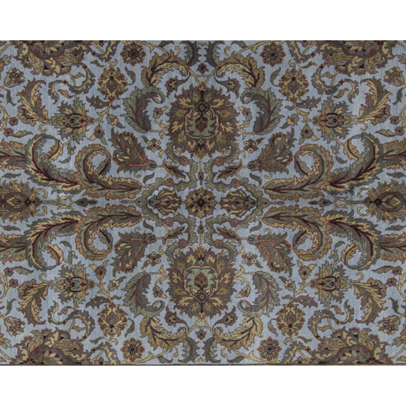 Tapis bleu clair et ivoire de haute qualité noué à la main Trinity