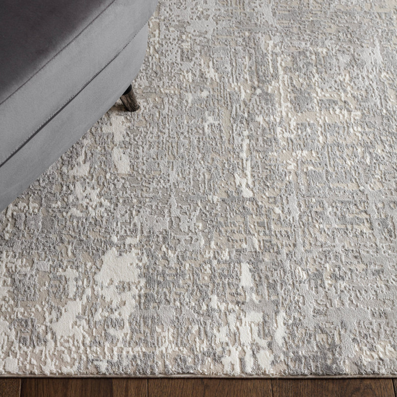 Annu Abstract Grey Area Rug, Rectangle 160 x 230 cm