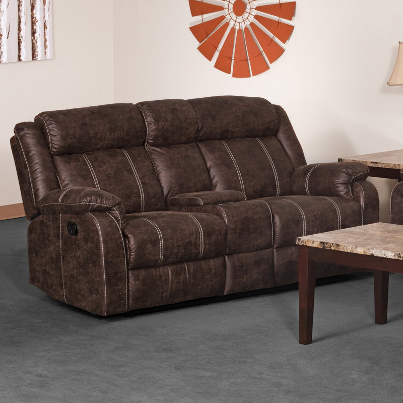 Sotomayor 82'' Faux Leather Reclining Loveseat, Brown Faux Leather