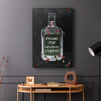 Holiday Cheers Wine -Gallery Wrapped Cavas