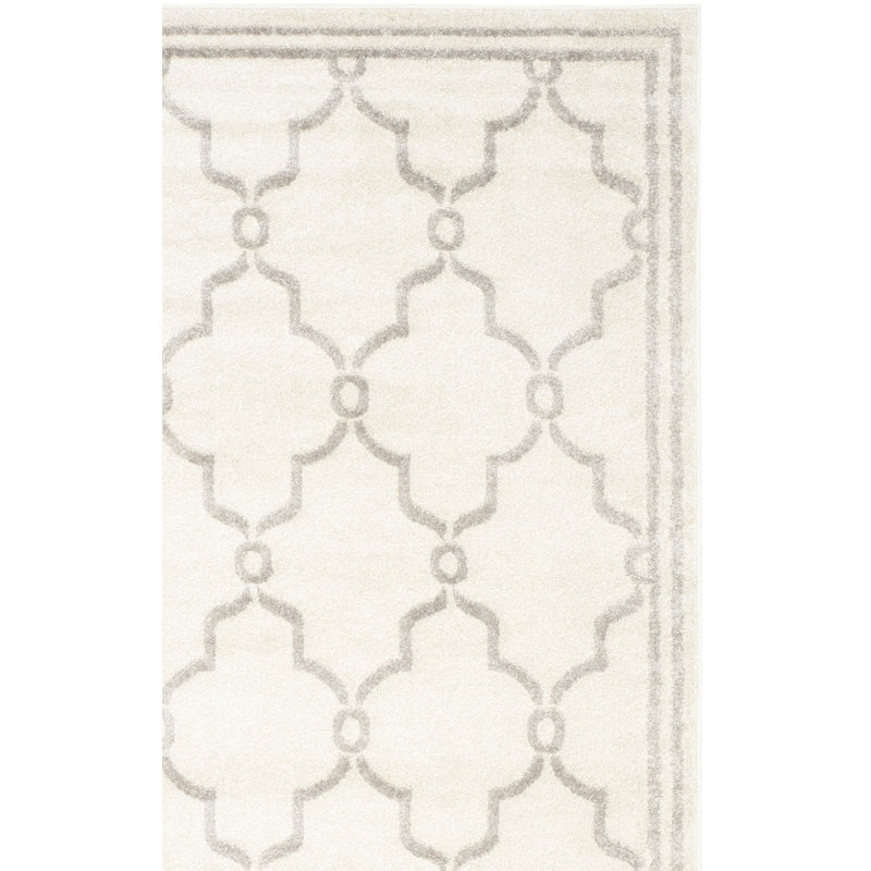 Tapis géométrique ivoire / gris clair Ammundsen, Carré 5 pi