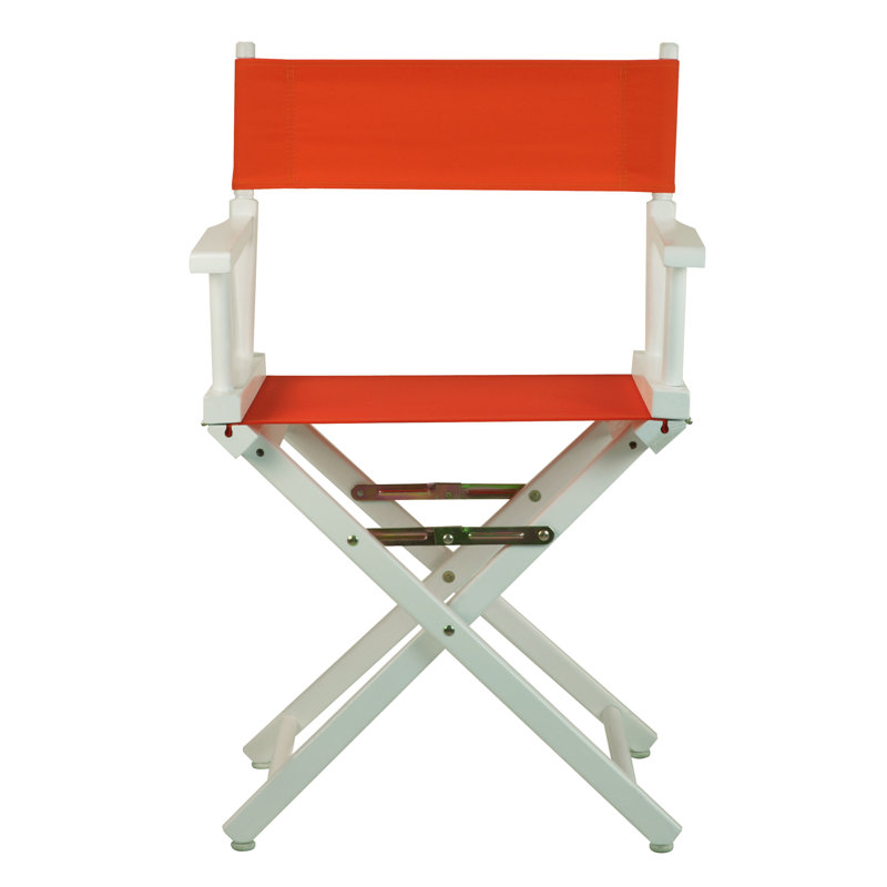 Chaise de réalisateur pliante 18 po, Orange, Blanc