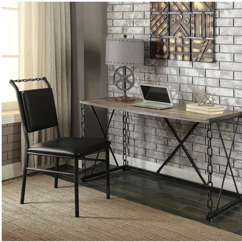 Chêne rustique et table rectangulaire rétro noire