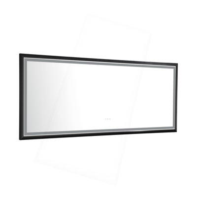 88 X 38 Inch LED Bathroom Mirror With Aluminum Frame, Wall Mounted Vanity Mirror, Anti-Fog, Memory, 3 Colors, Stepless Dimmable