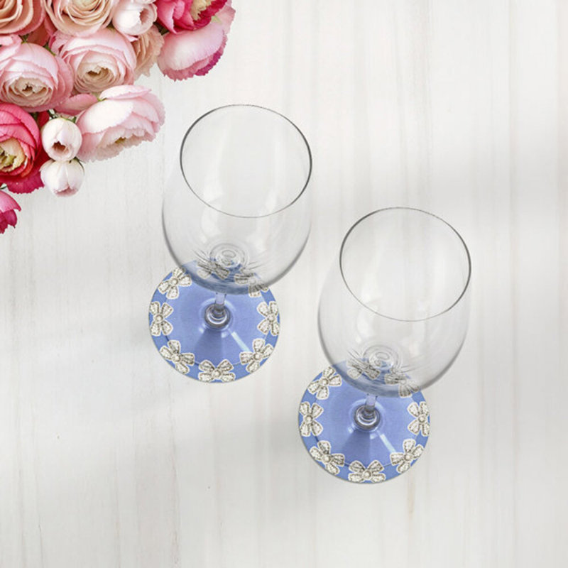 Sous-verres ronds en cuir vegan bleu perle, Bleu