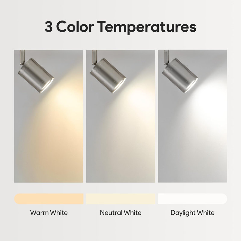 8-Light Adjustable LED Track Lighting Fixture with Colour Temperature Control, Nickel