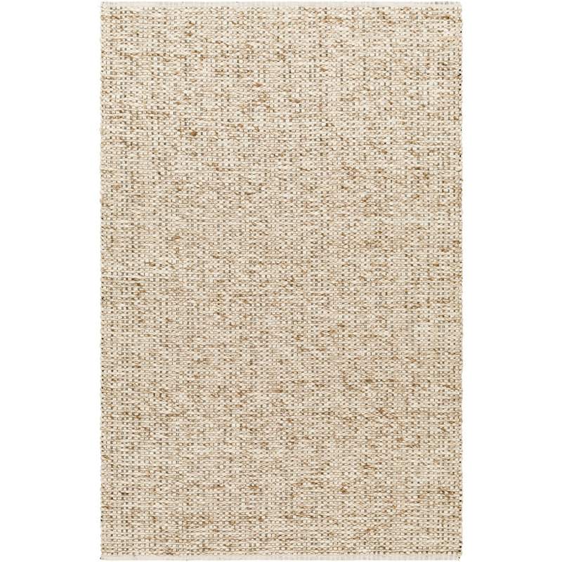 Wiltz Solid Color Flatweave Wool Area Rug in Beige/Black/Brown, Rectangle 8' x 10'