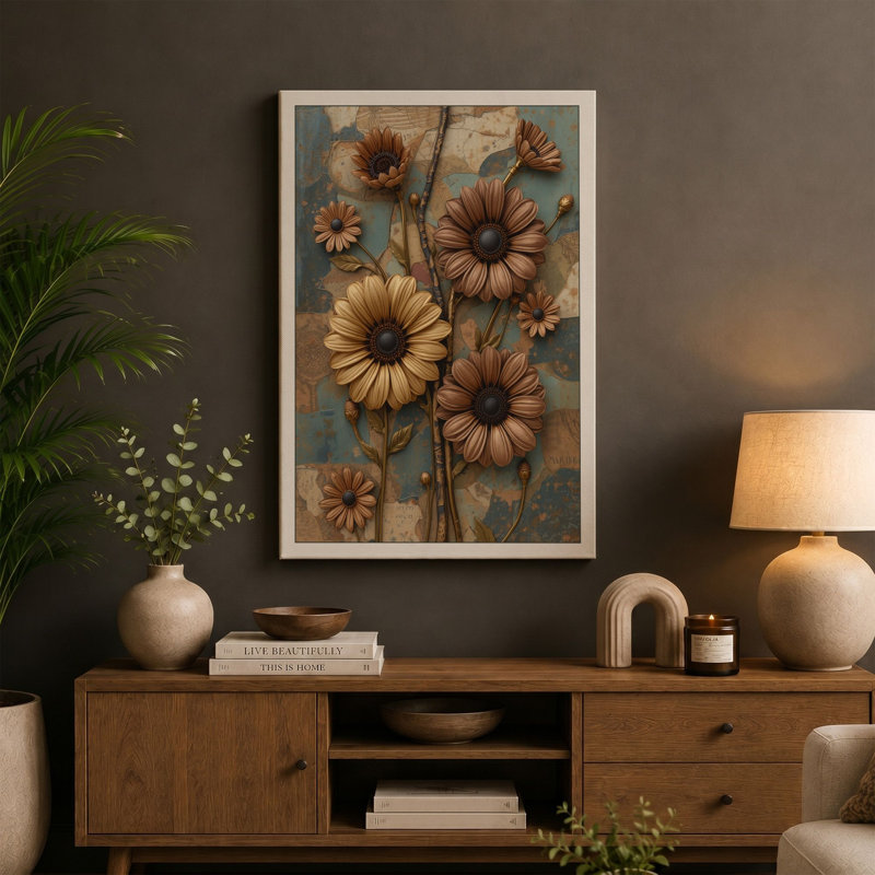 Fading Blooms Botanical - Wrapped Canvas, 36x24 - 91.4 x 61.0 cm, Cream Border