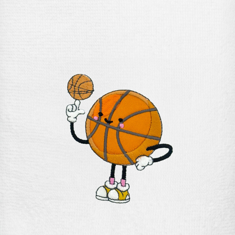  Joueur de basketball - Ensemble de 2 essuie-mains brodés 100% coton de luxe turc, Blanc