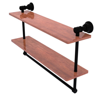 Tablette en bois massif 2 pièces avec barre à serviettes Freyja