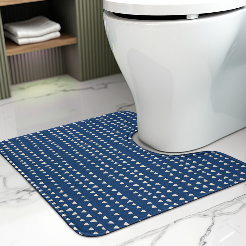 Tapis de salle de bain en U bleu et blanc 20 po bleu marine et blanc