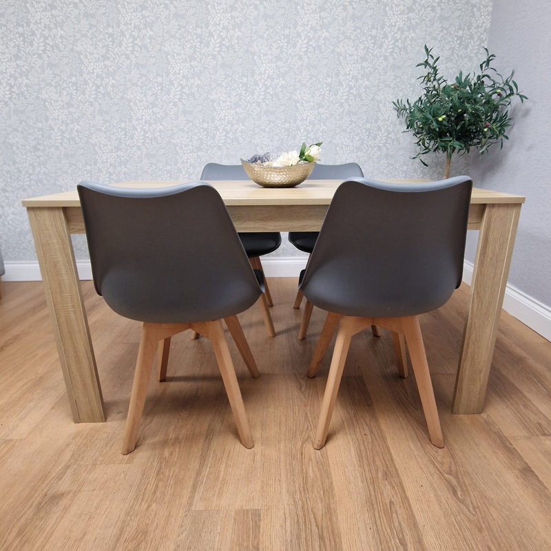 Cheryll 4 - Person Dining Set, Grey, 75cm H x 117cm W x 77cm D