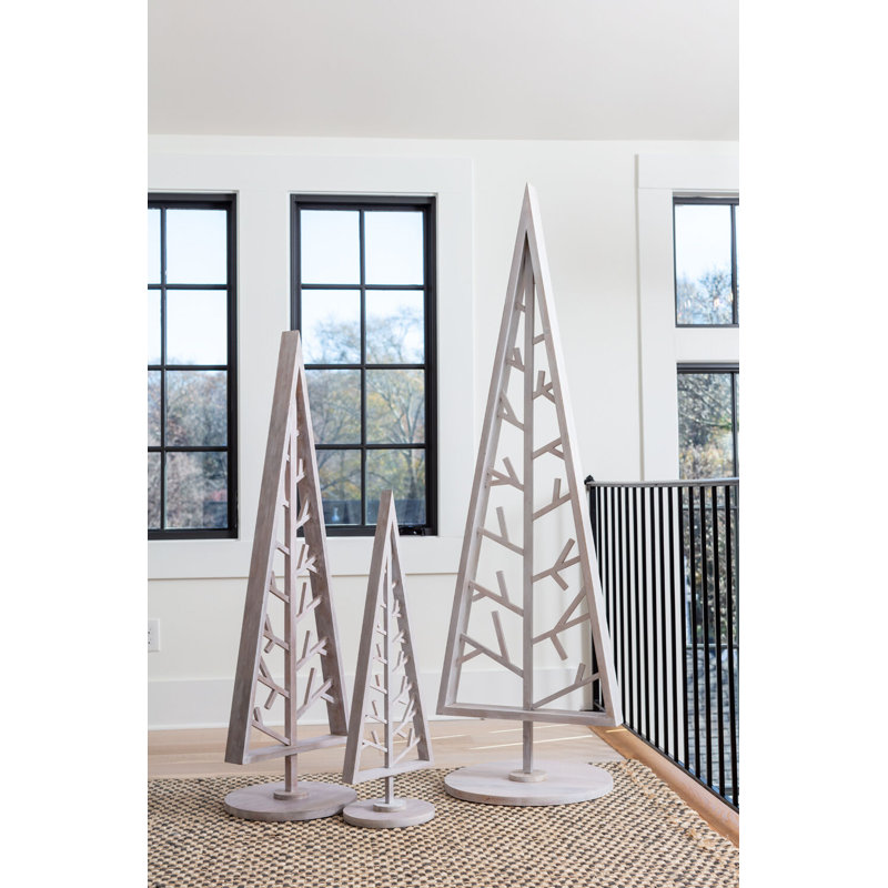 Casa Wooden Triangle Tree, 35.5" H x 12" W x 10" D