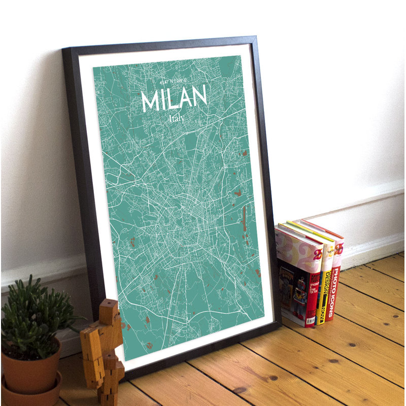 Milan City Map - No Frame Print, 43.2cm H x 27.9cm W x 0.13cm D