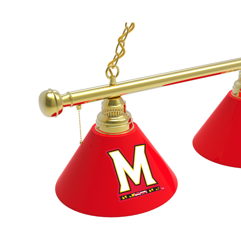 3 - Light Pool Table Lights Pendant, Brass, Maryland Terrapins