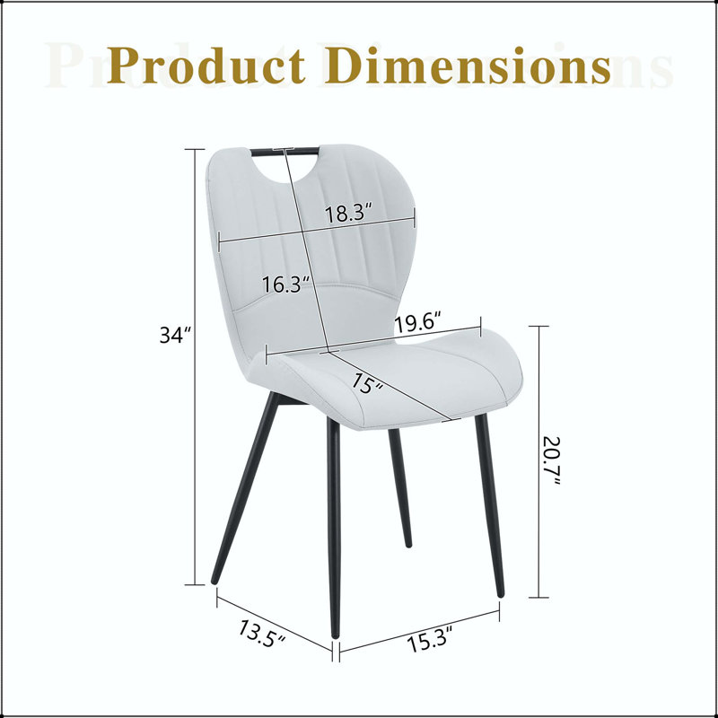 Chaise de salle à manger en polyuréthane gris clair avec poignée intégrée - ensemble de 4, Gris clair